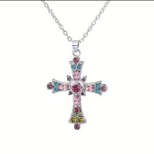 Pastel Diamond Cross Necklace